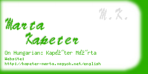 marta kapeter business card